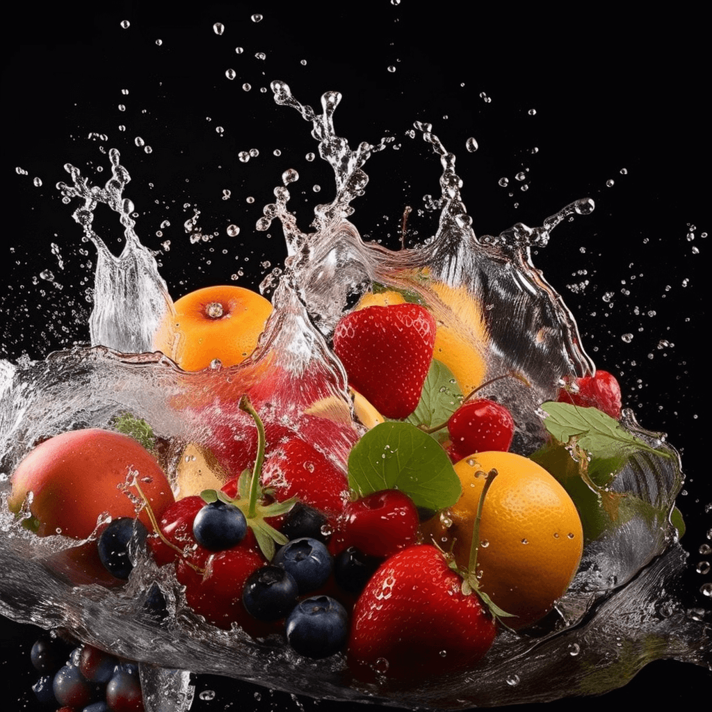 fruits, vegetables, and water